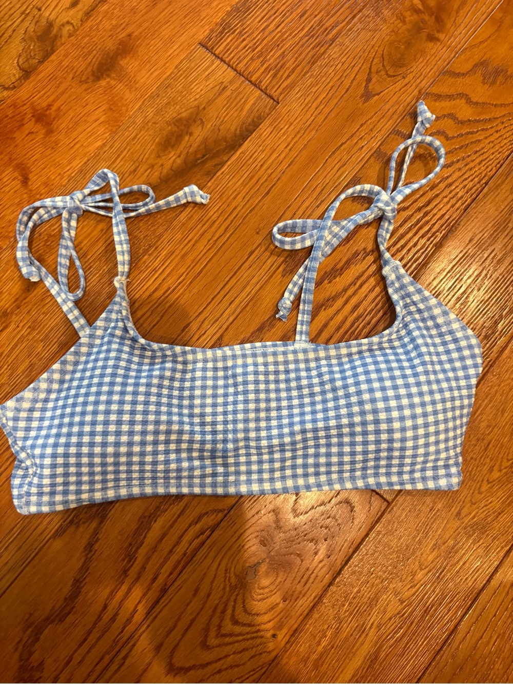 Light Blue Gingham Bikini Top